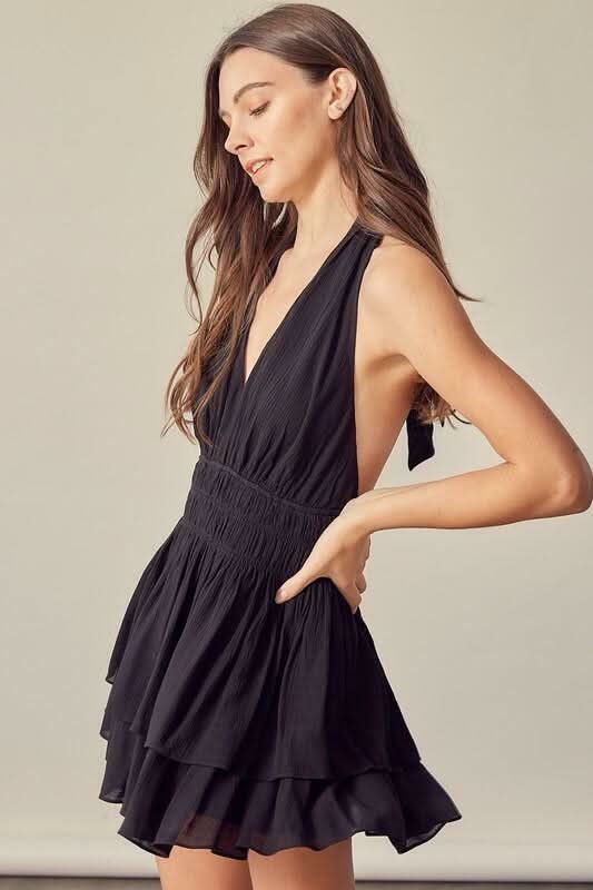 Tracie Black Halter Romper