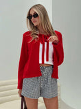 Norine Tie Up Knit Sweater Red
