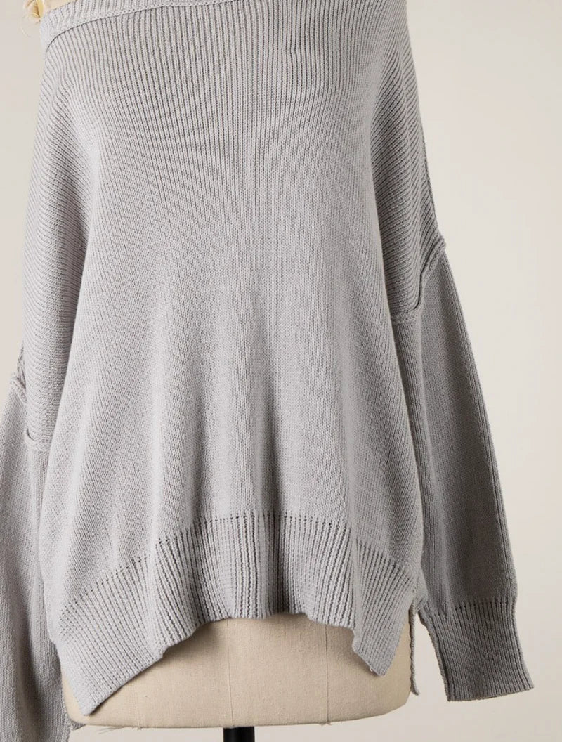 Coffee Date Grey Oversized Sweater