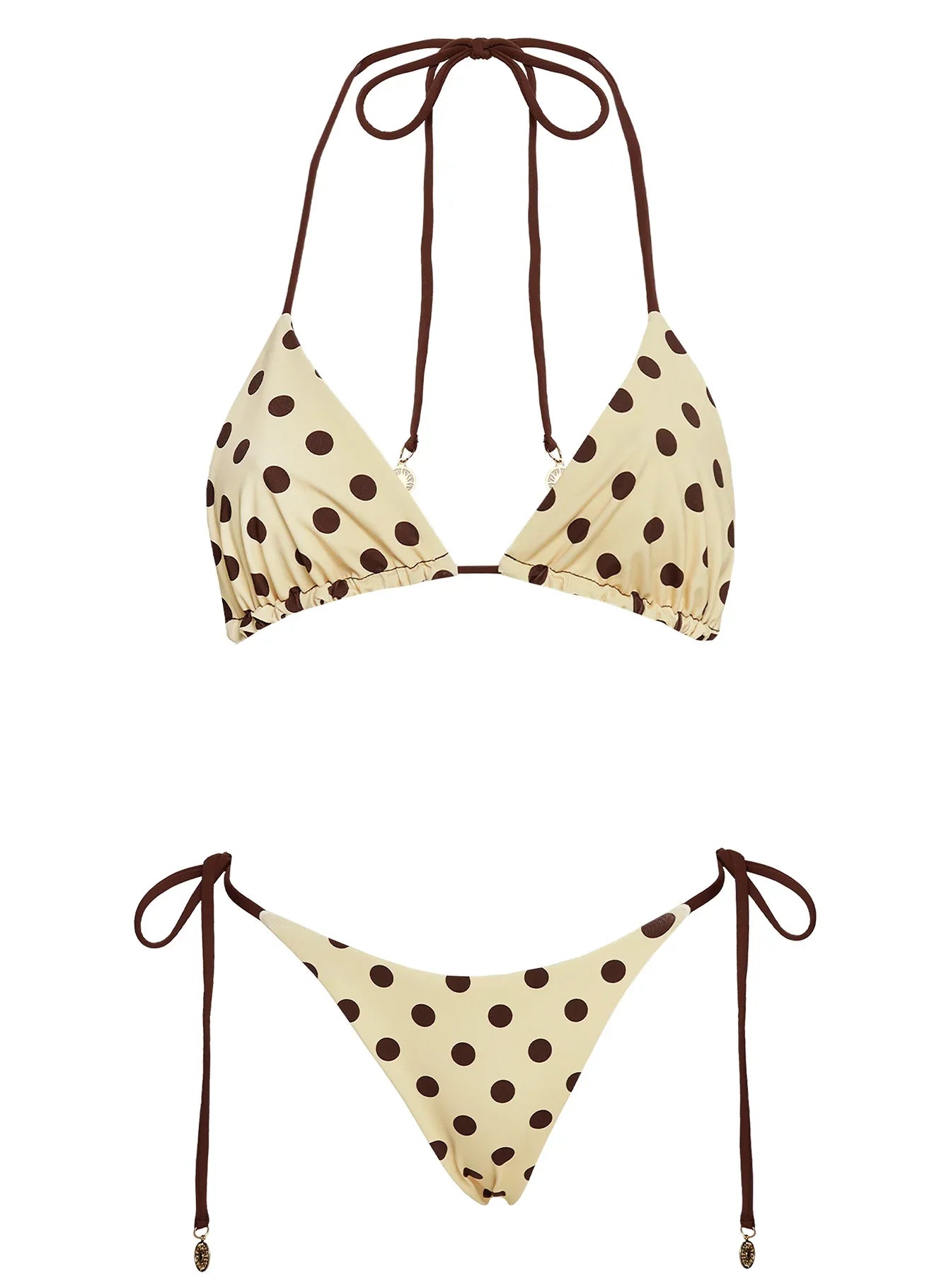 Glora Reversible Tie Side Bikini Bottoms Yellow Polka Dot