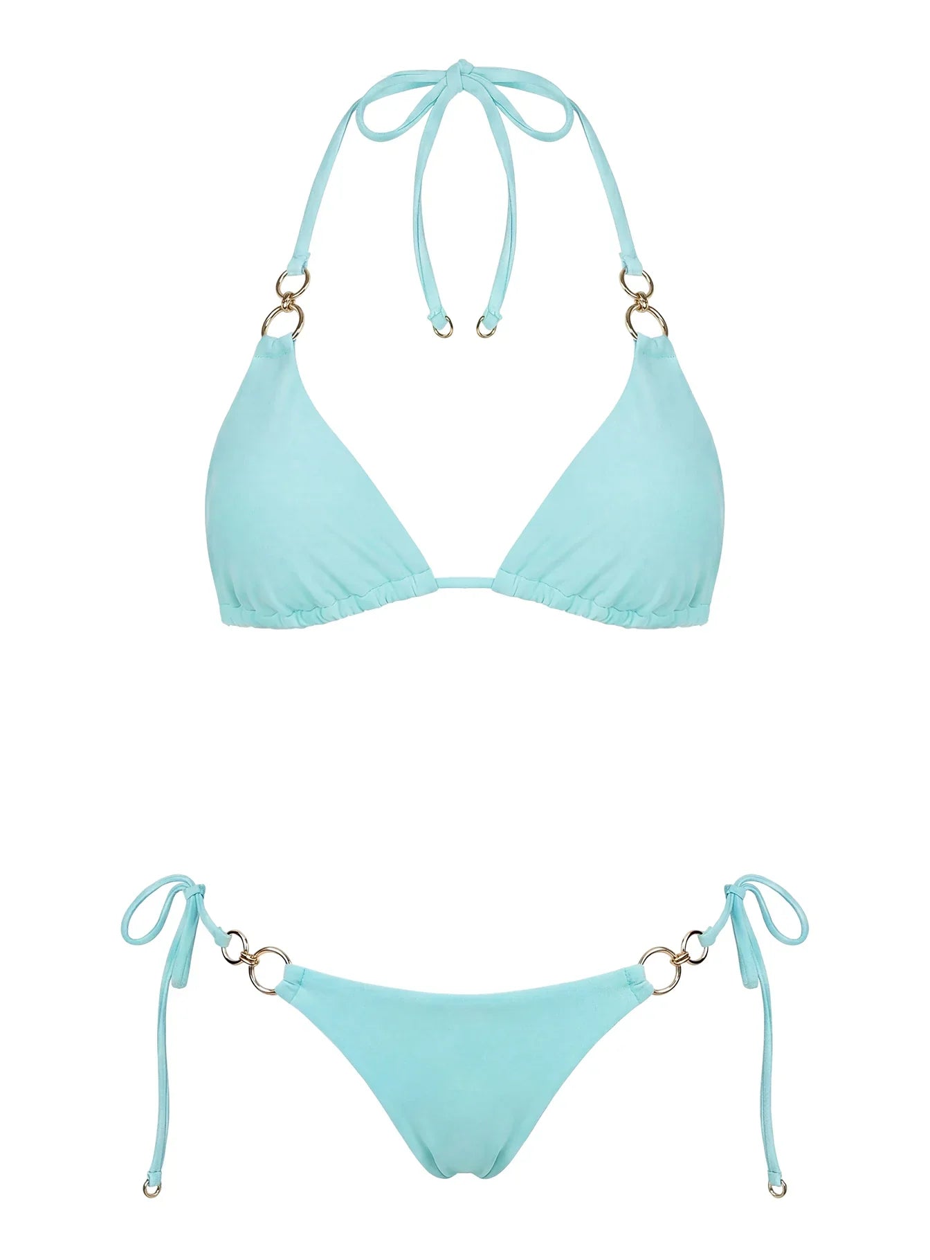 Sun Drenched Hardware Detail Bikini Top Blue