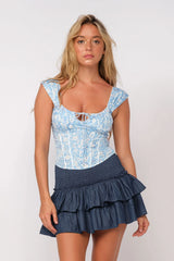 Selma Light Blue Floral Corset Top