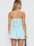 Honeybun Halter Mini Dress Blue Multi