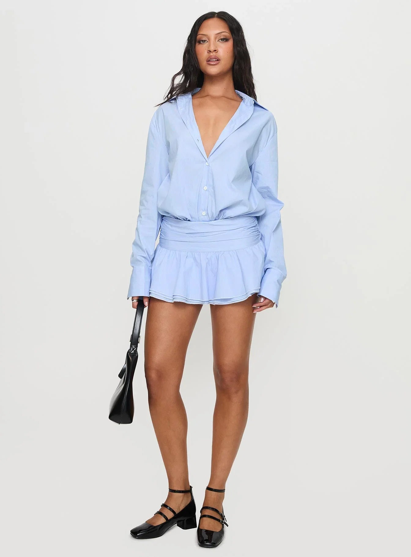 Girls Girls Girls Long Sleeve Mini Dress Blue