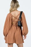 Lets Dance Mini Long Sleeve Dress Rust