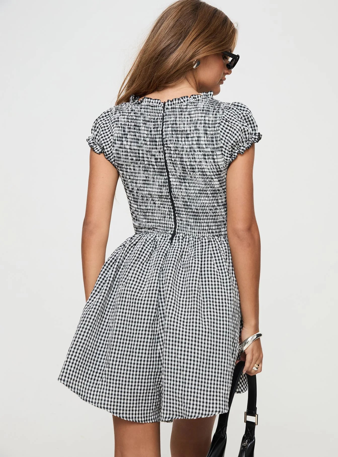 Wescott Gingham Romper Black White Tall