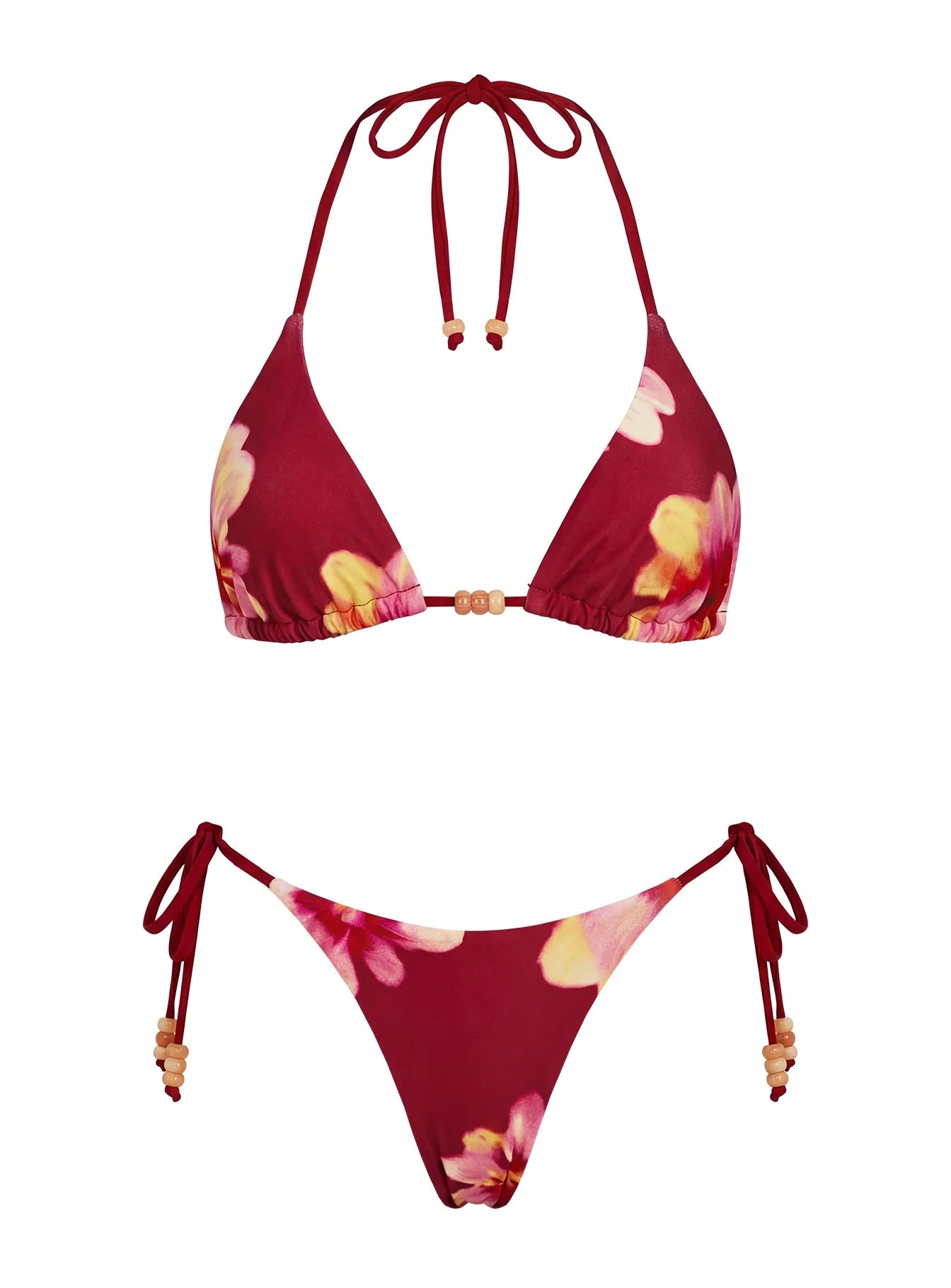 Jenner Triangle Bikini Top Burgundy Floral