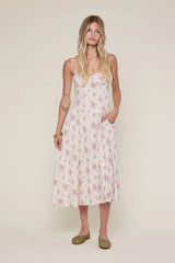 Phia Purple Floral Corset Midi Dress