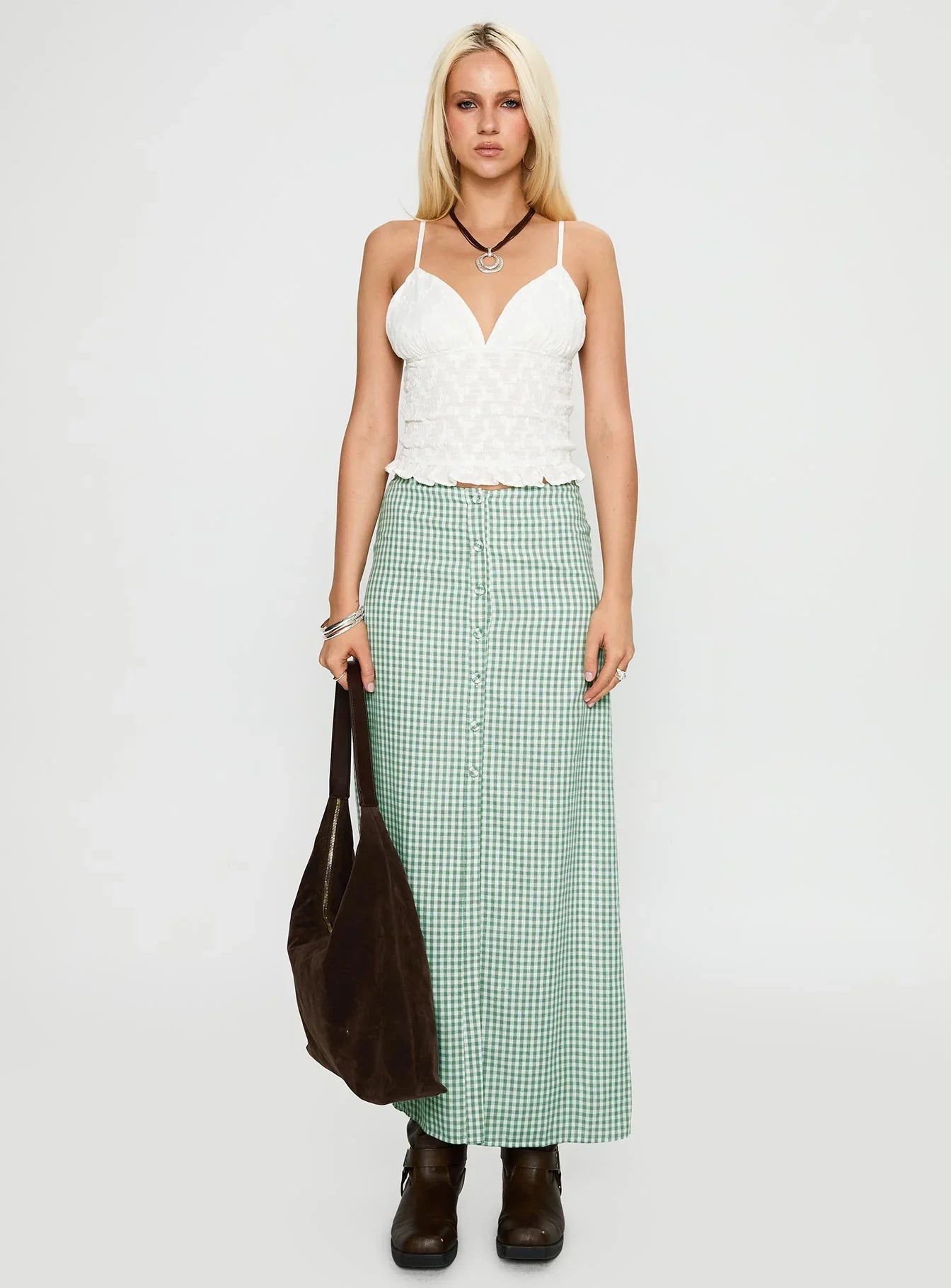 Macadamia Maxi Skirt Green White