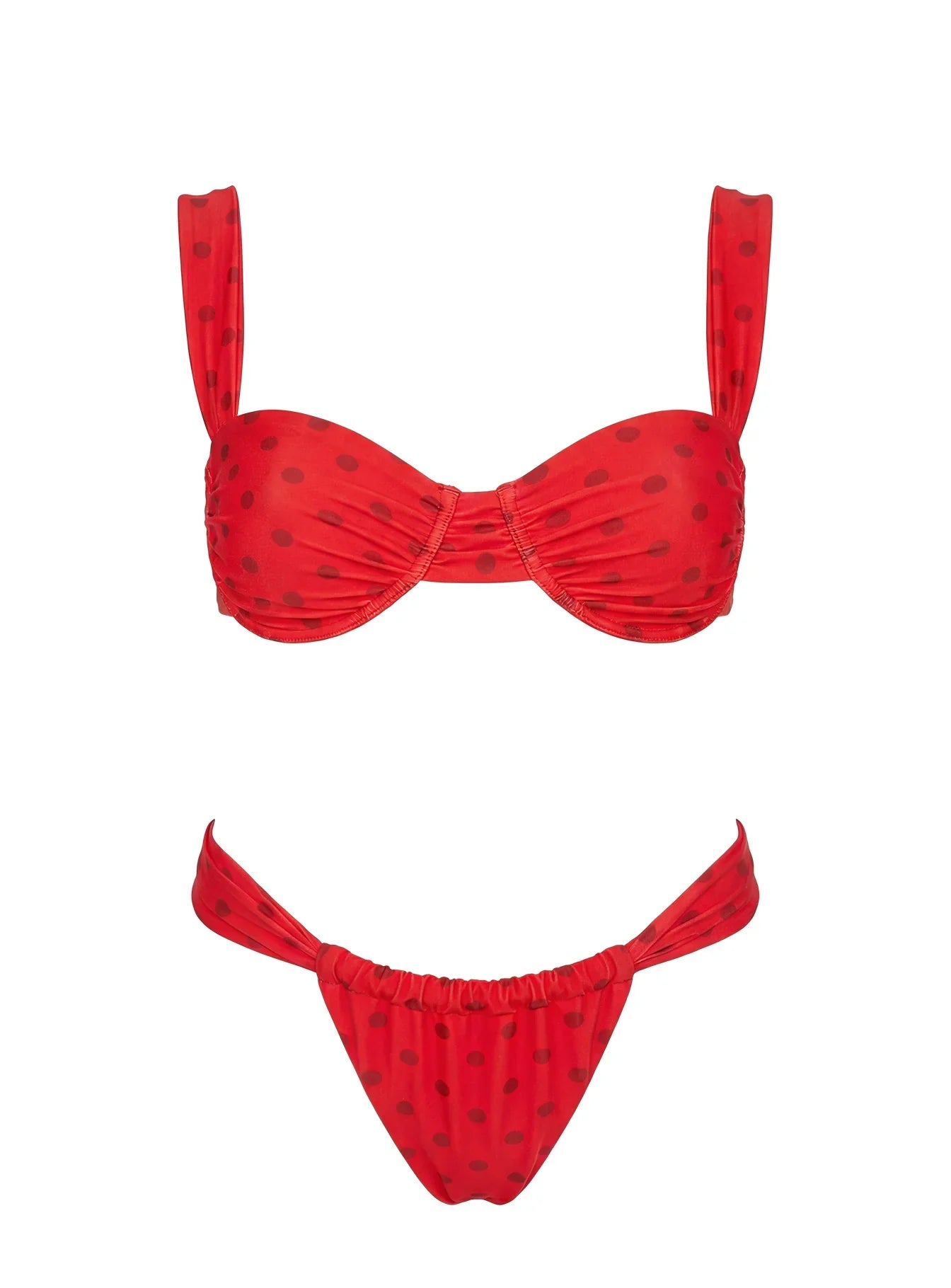 Calbira Cheeky Bikini Bottoms Red Polka