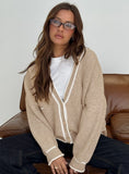 Cressara Contrast Knit Cardigan Beige White