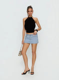 Emira Backless Tie Neck Top Black