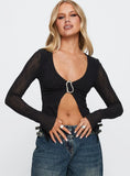 Moderna Long Sleeve Lace Top Black