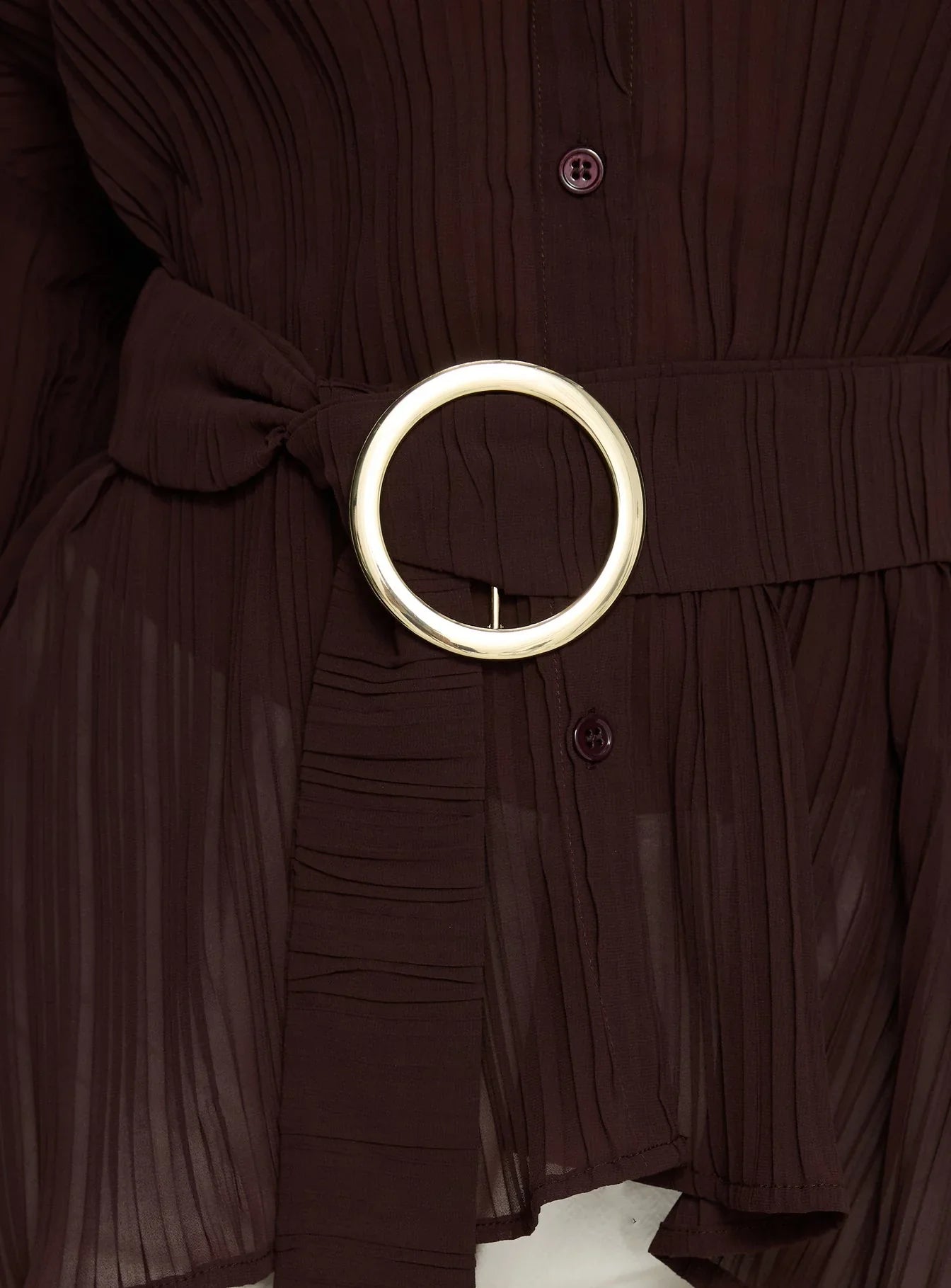 Rhiane Belted Long Sleeve Shirt Chocolate