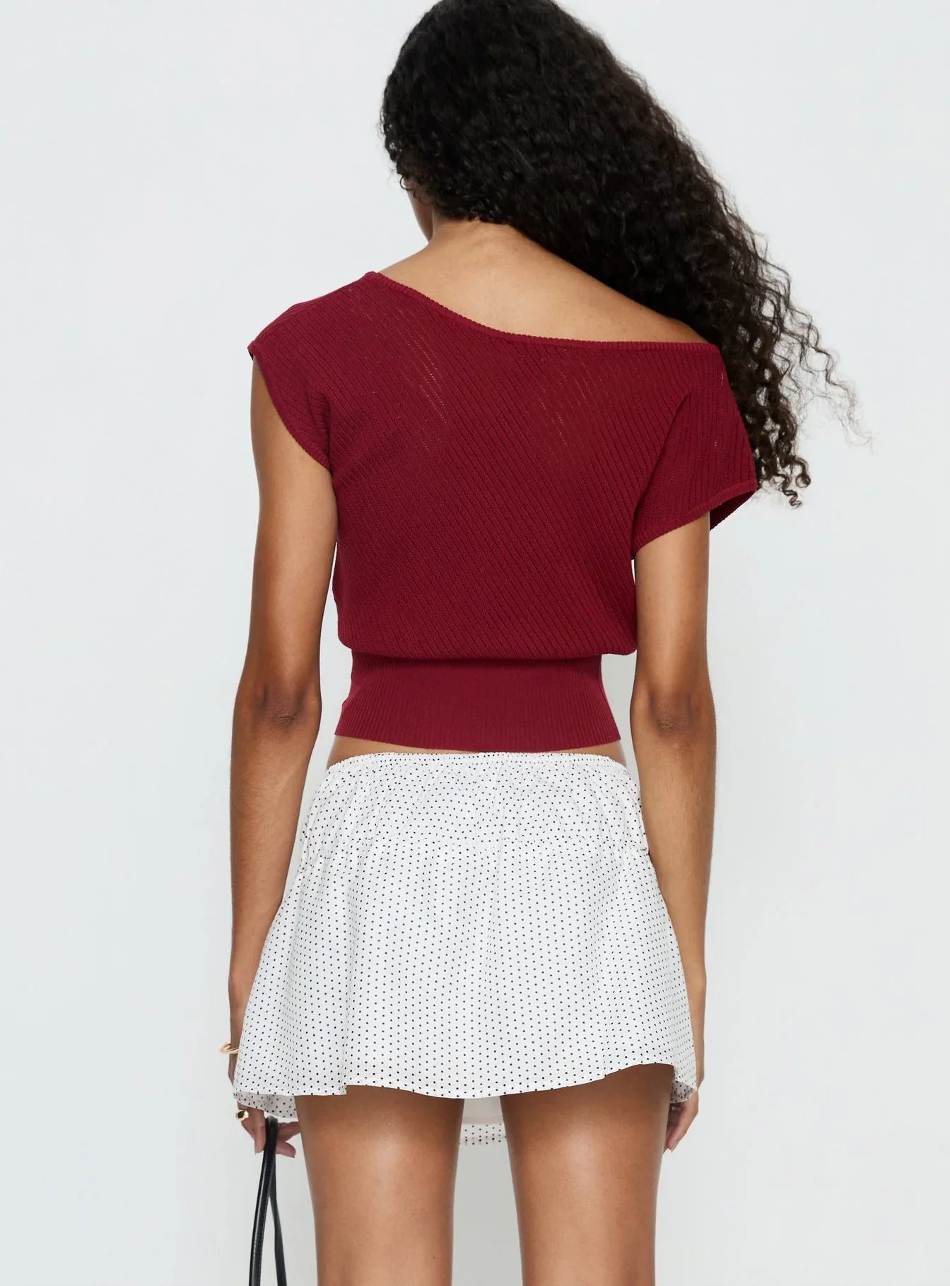 Cloud Tempo Boat Neck Cinched Knit Top Wine