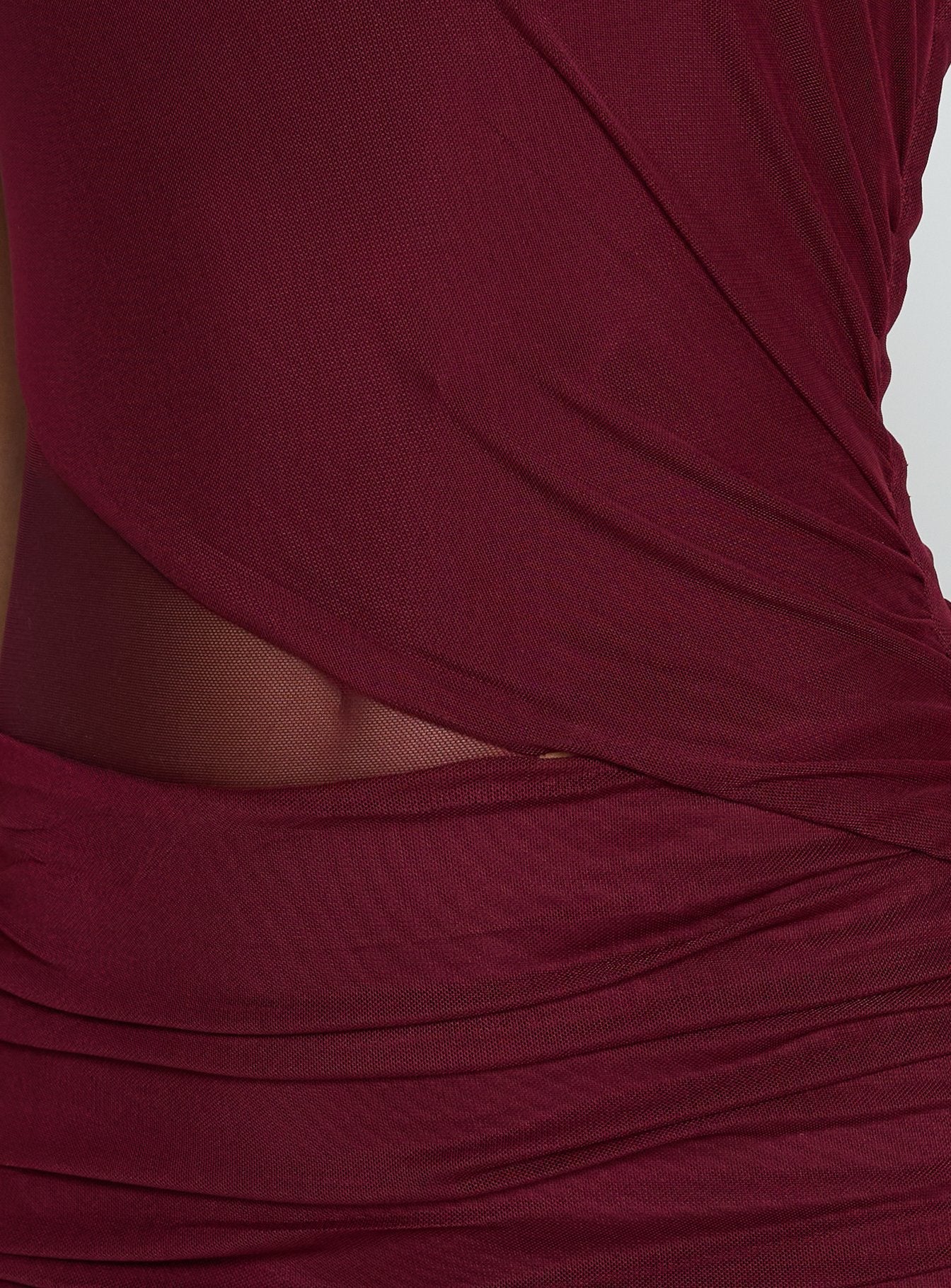 Desta Halter Sheer Maxi Dress Burgundy
