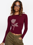 Amabon Top Burgundy Blurred Rose