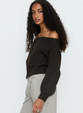Ortensa Off Shoulder Zip Through Jumper Brown