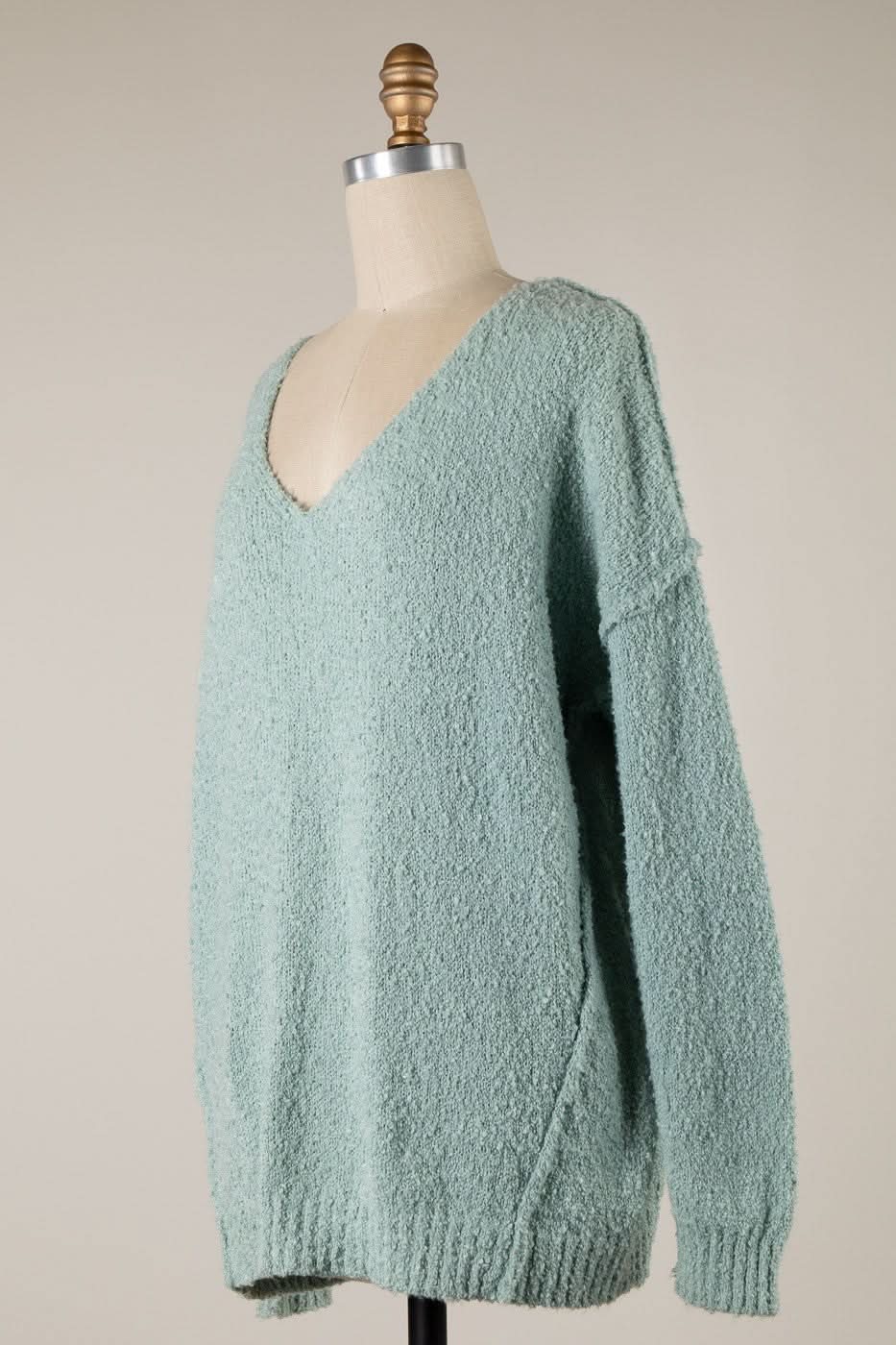 Harlow Mint V Neck Pullover Sweater