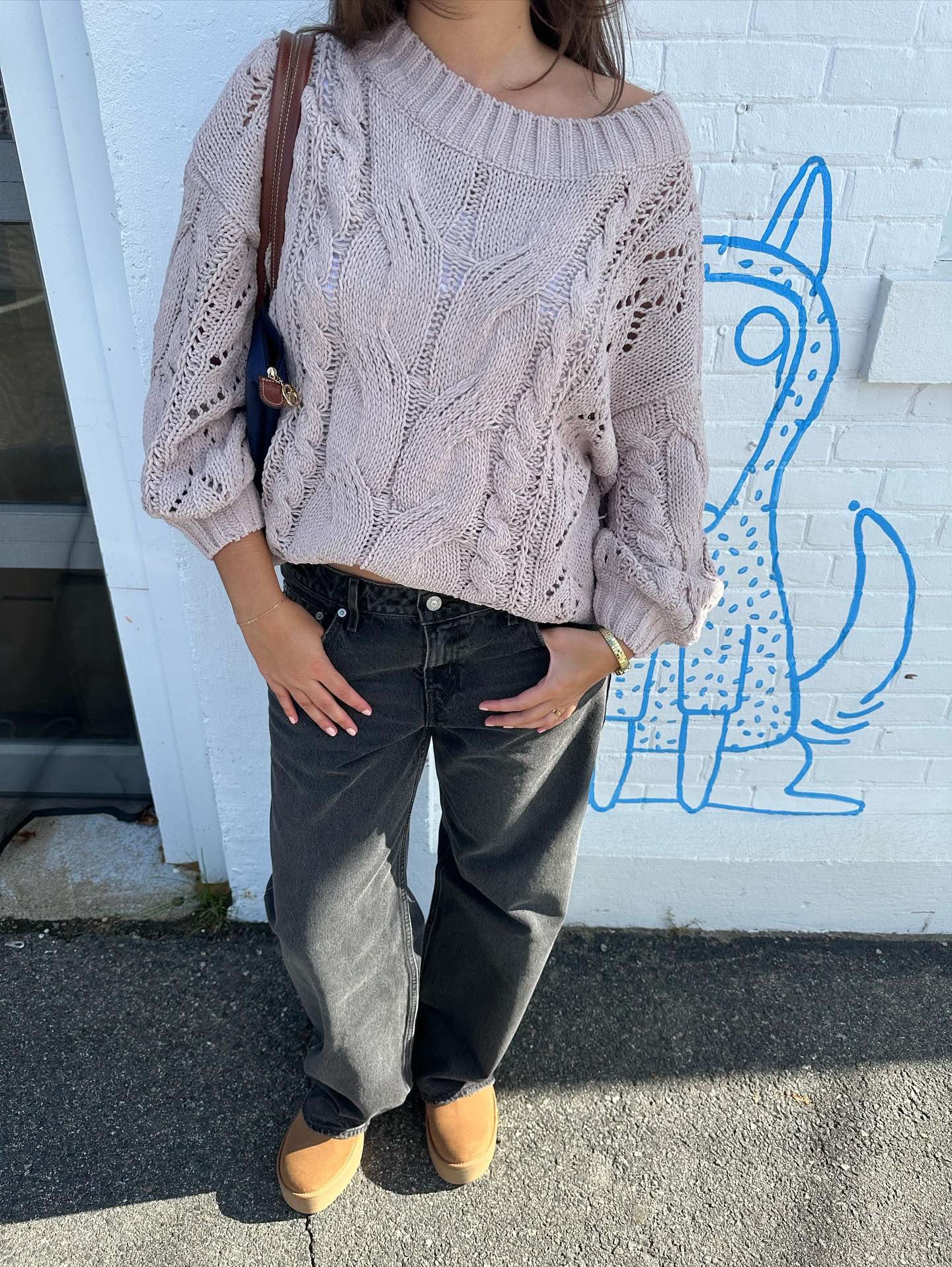 Rylie Nude Cable Knit Tunic Sweater