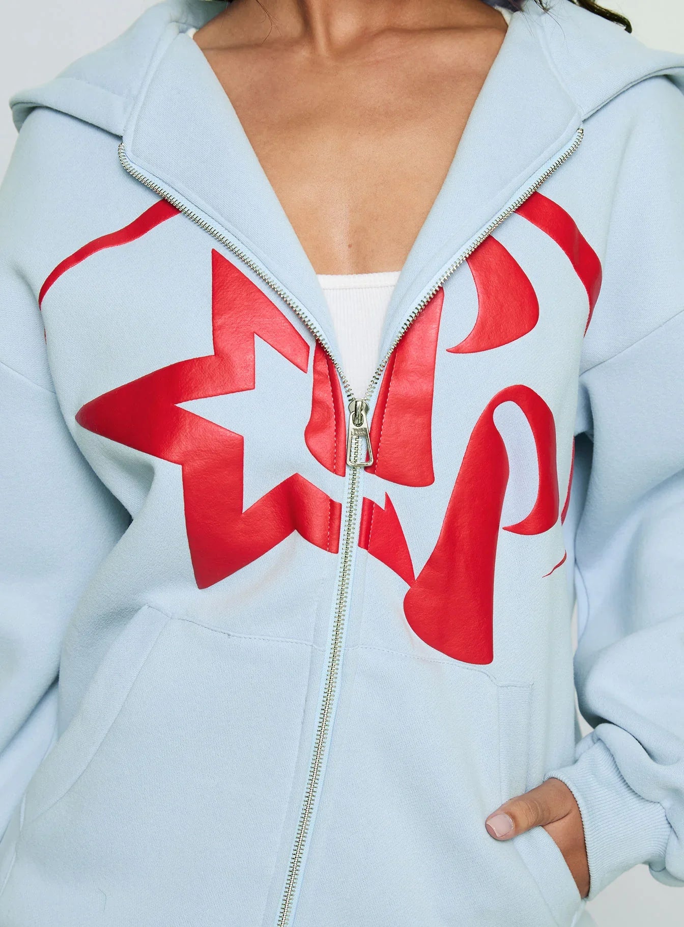 Starblazer Zip Up Graphic Hoodie Blue Red