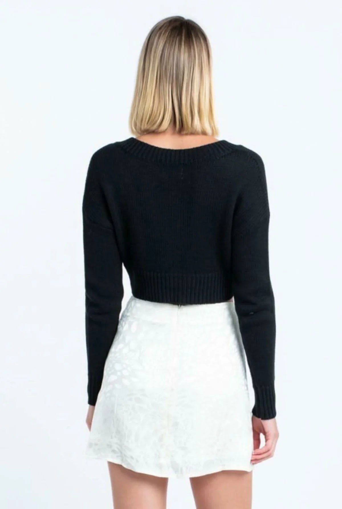 Melanie Black Button Up Cropped Cardigan