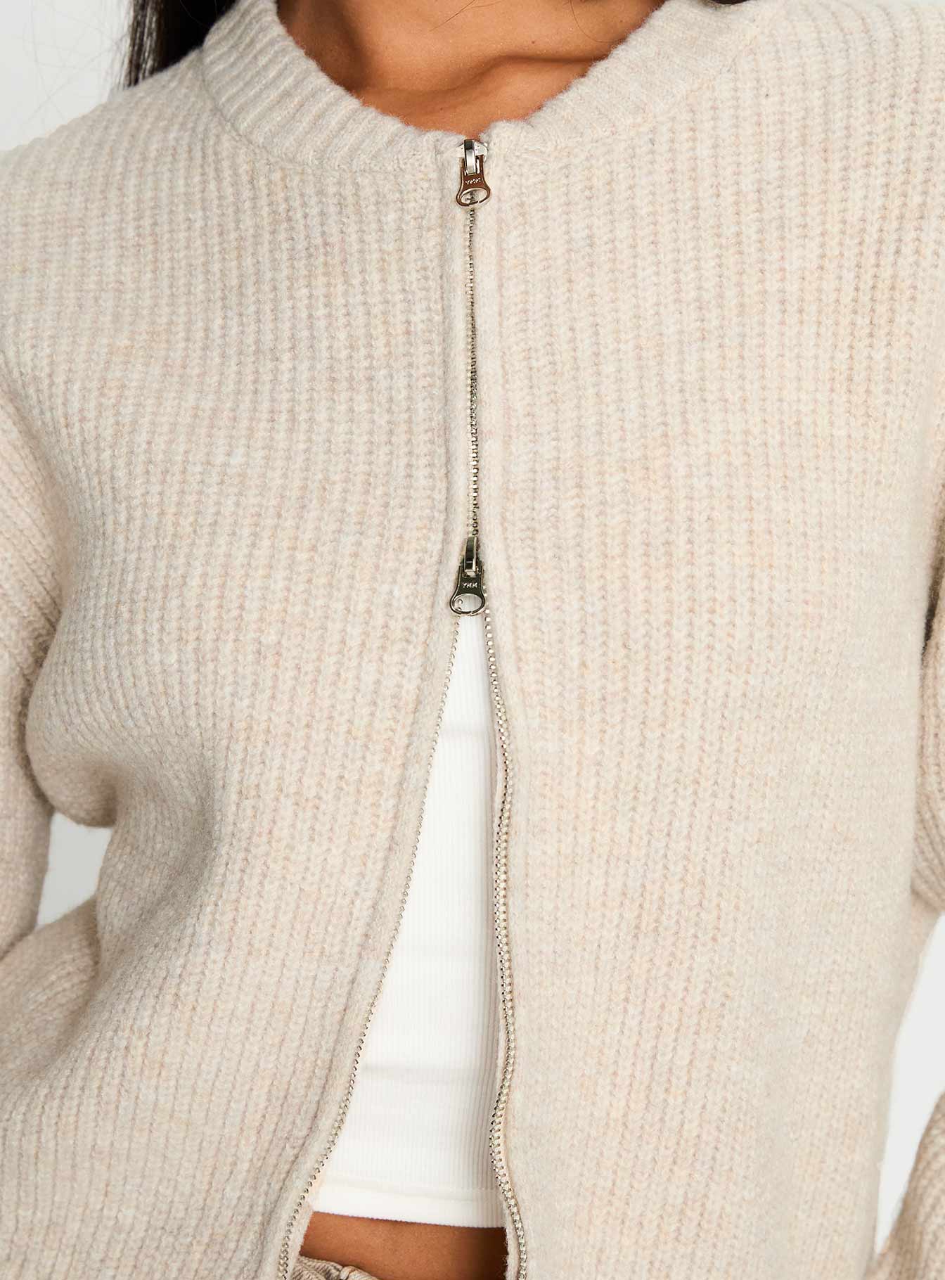 Lexene Zip Through Jumper Oat