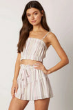 Lia Pink Striped Cropped Two Piece Skort Set
