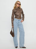 Lost Track Mid Rise Barrel Leg Jeans Ice Wash