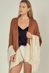San Mateo Mocha Colorblock Poncho Cardigan