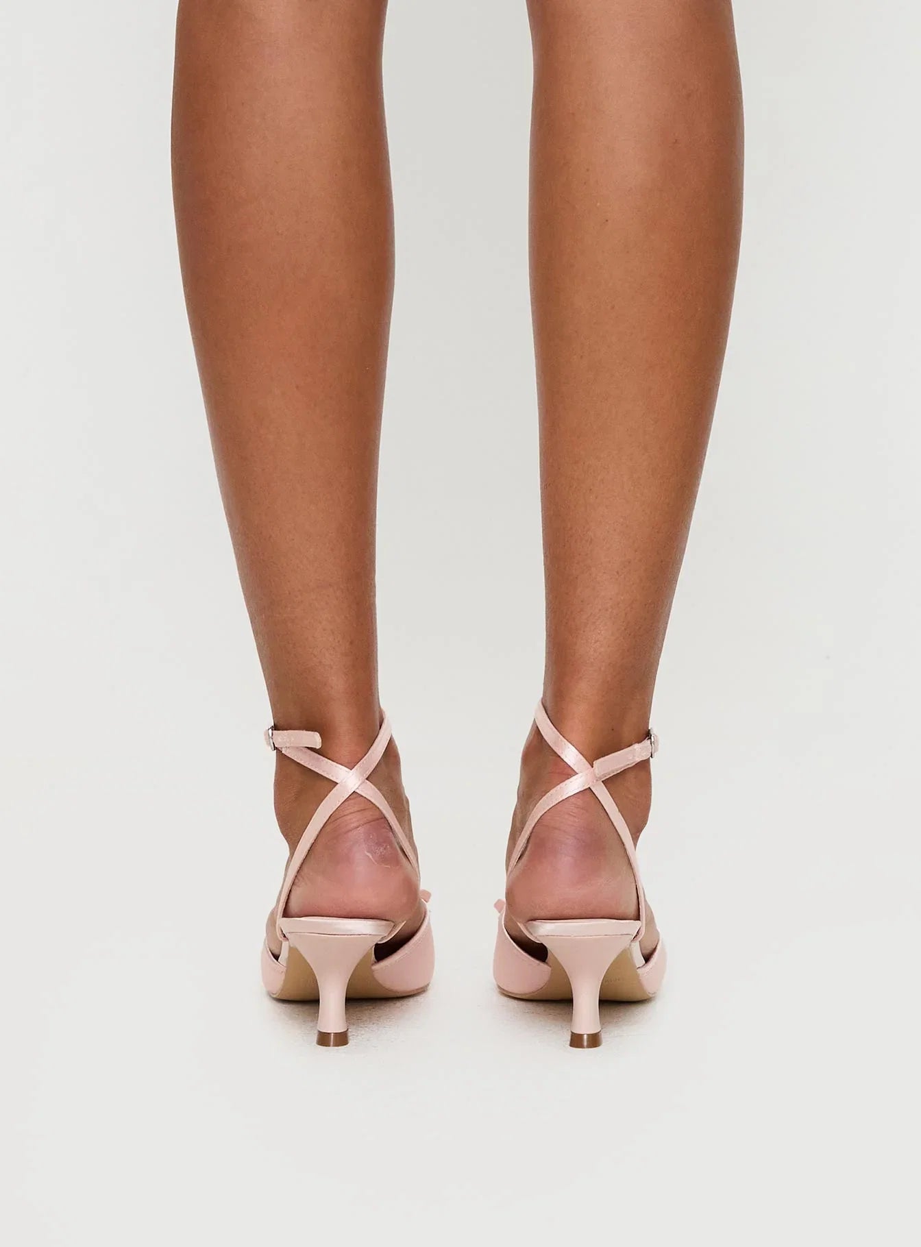 Clio Satin Pointed Toe Heels Baby Pink