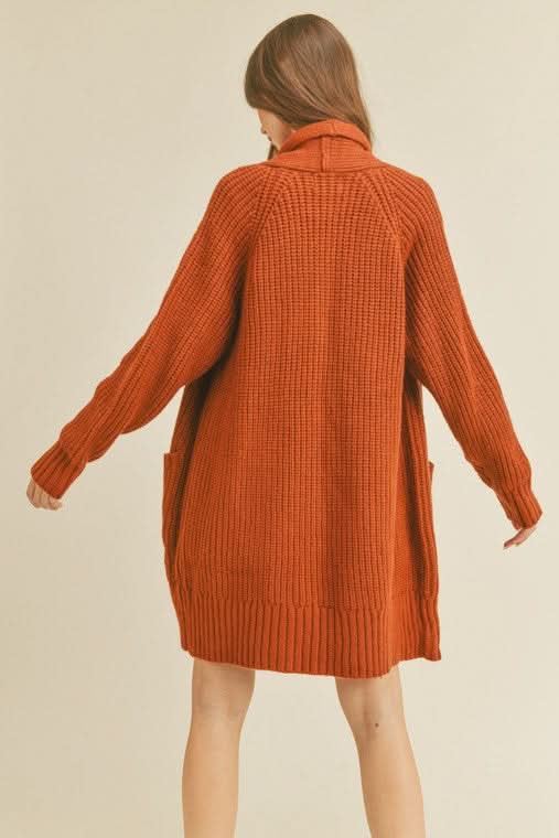 LUSH Aspen Chestnut Open Front Cardigan Sweater