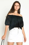 Kaylee Black Eyelet Off the Shoulder Crop Top