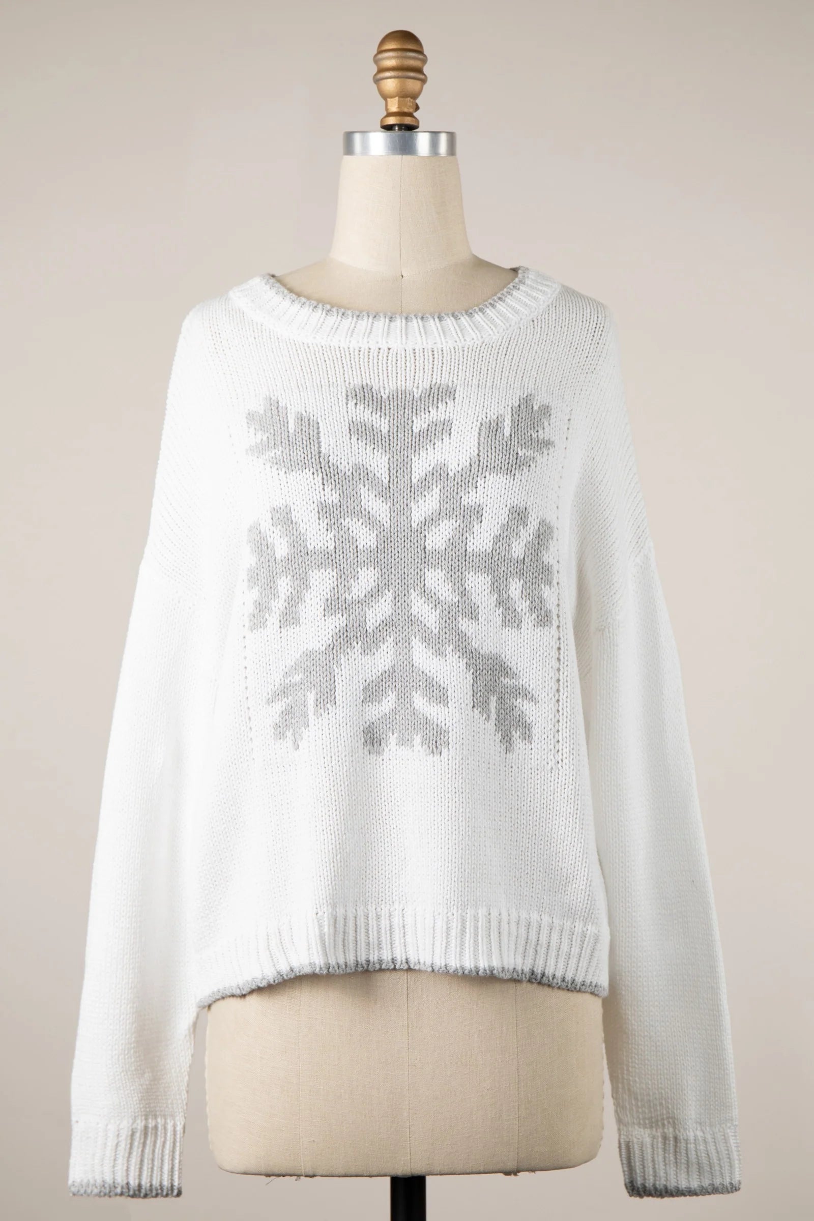 Snowflake White Oversized Pullover Sweater