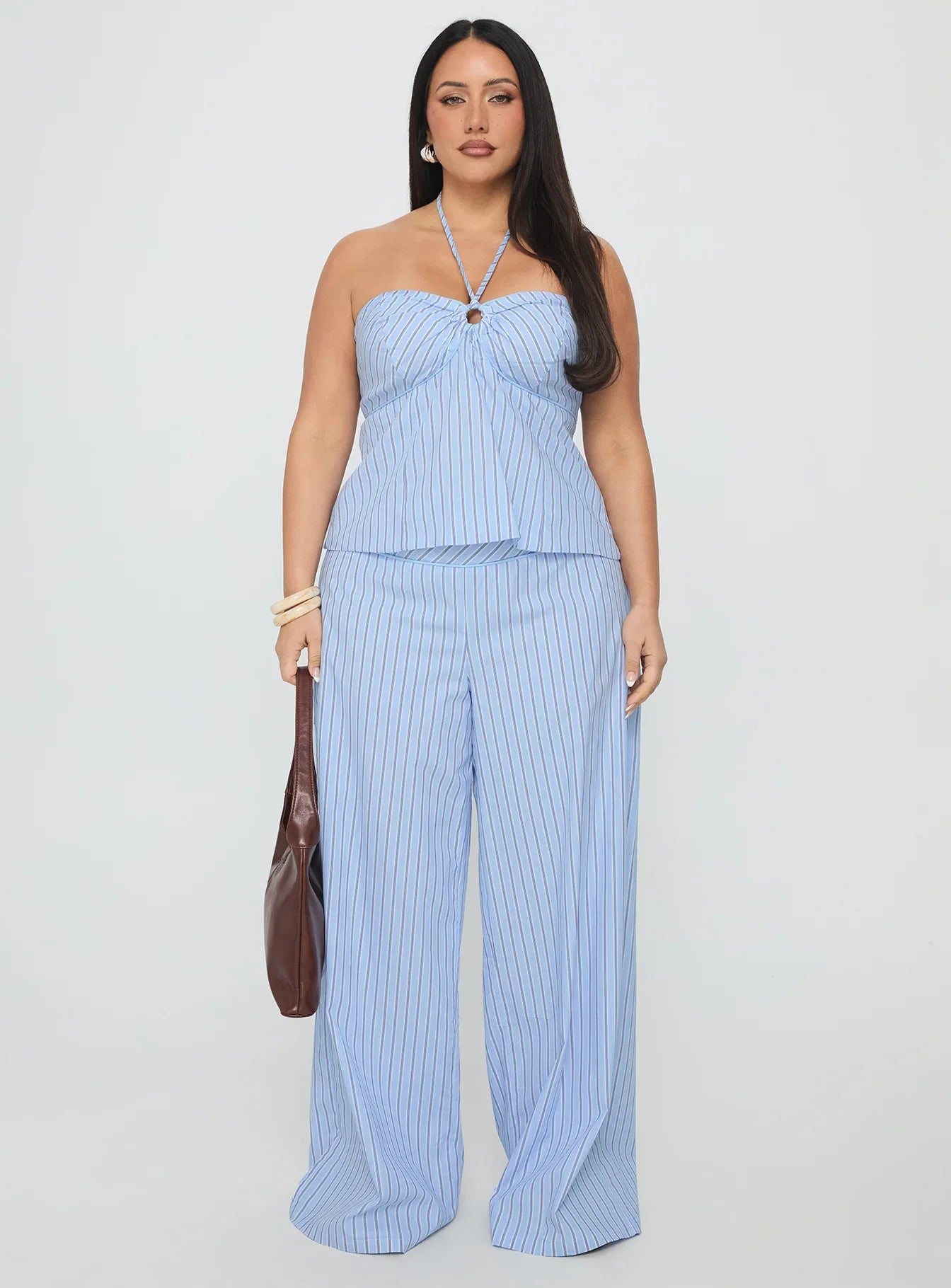 Sofea Halter Top Blue Stripe Curve