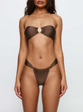 Elaila Bandeau Bikini Top Brown