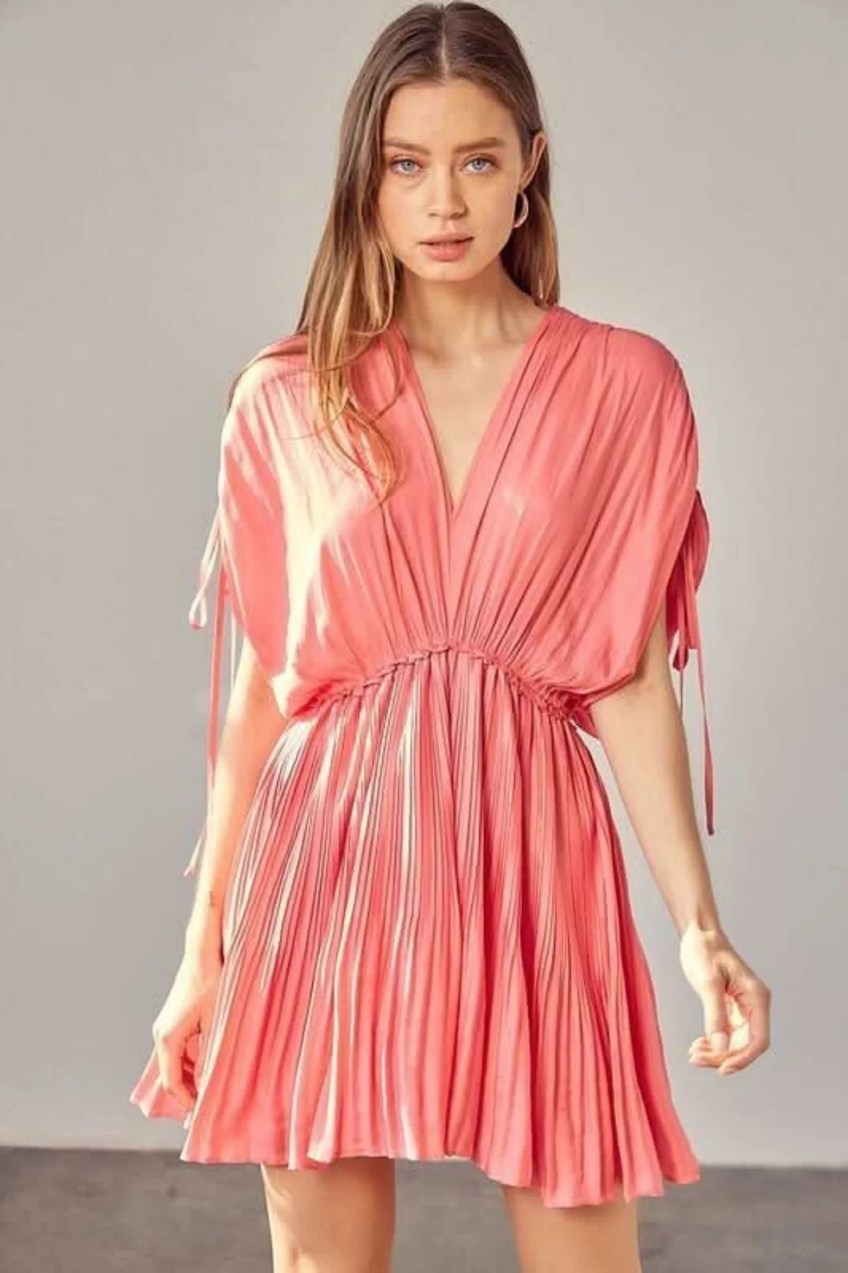 Kayla Milky Pink Dolman Short Sleeve Mini Dress