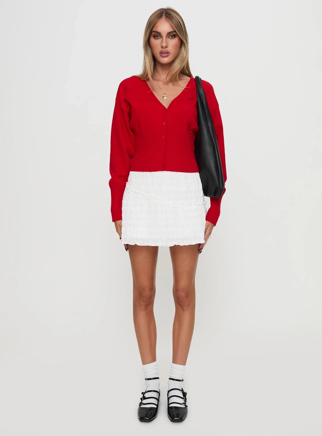 Wistfully Knit Cardigan Red