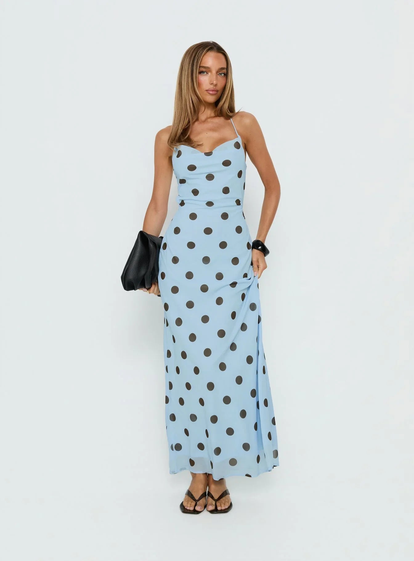 Celena Maxi Dress Blue Polka Dot