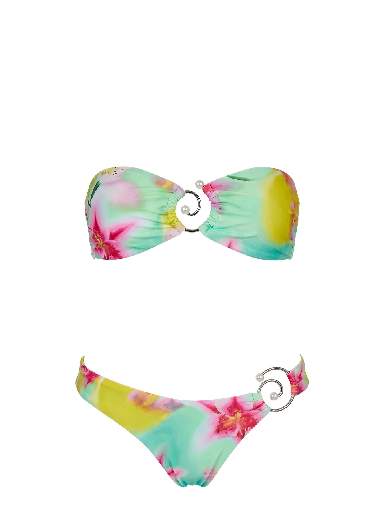 Macs Bandeau Bikini Top Green Floral