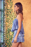 Monaco Navy Tie Dye Strapless Romper