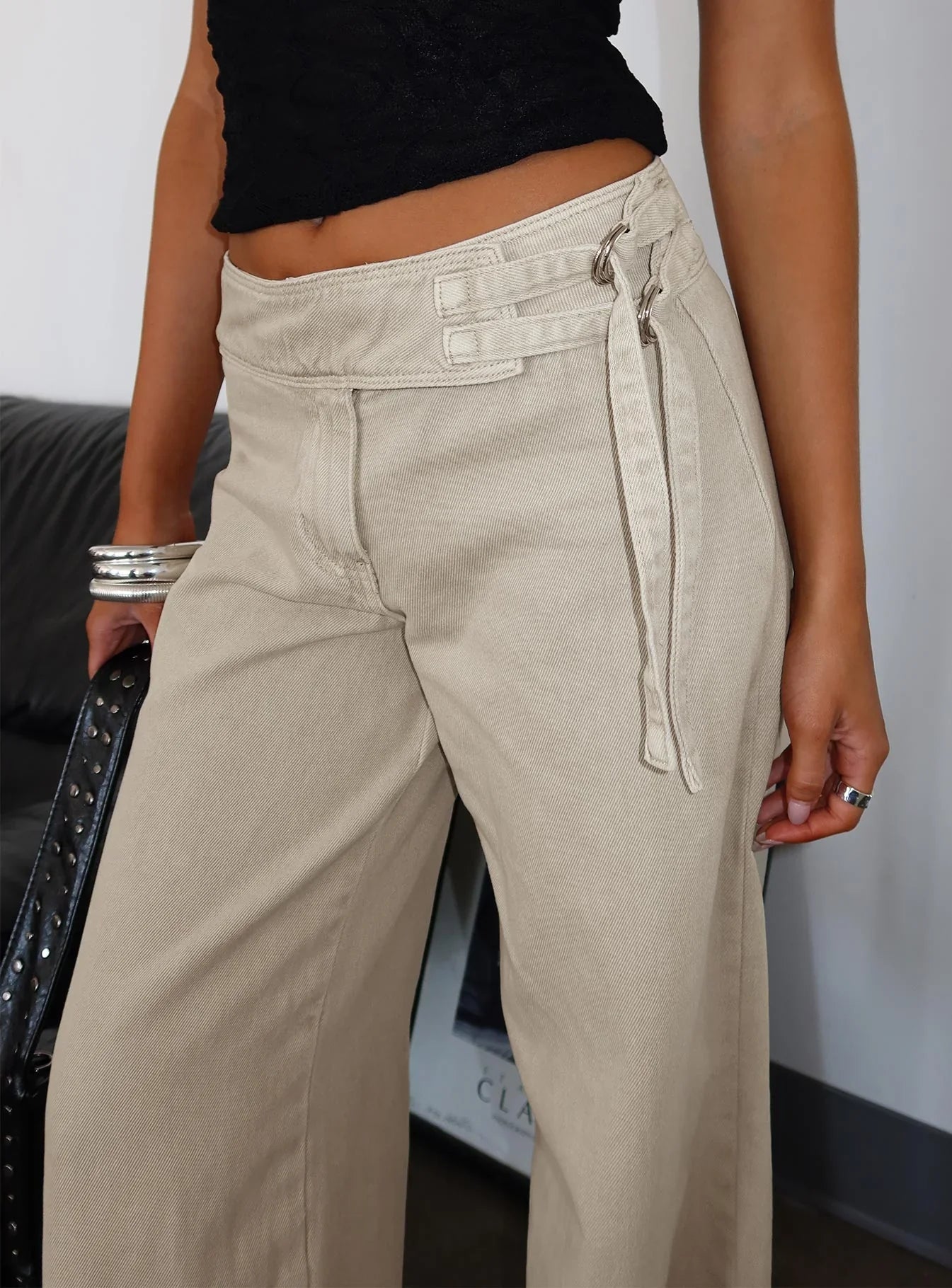 Boxie Mid Rise Wide Leg Jeans Washed Green
