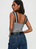 Trustfund Lace Trim Bodysuit Black White Check