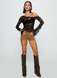 How Ironic One Shoulder Lace Top Black