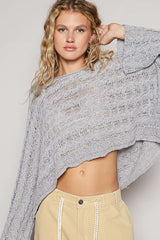 Carmen Grey Oversized Sheer Sweater