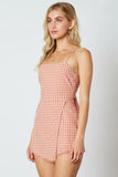 Stephanie Dusty Pink Gingham Tie Back Romper