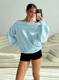 Noble Off The Shoulder Jumper Blue