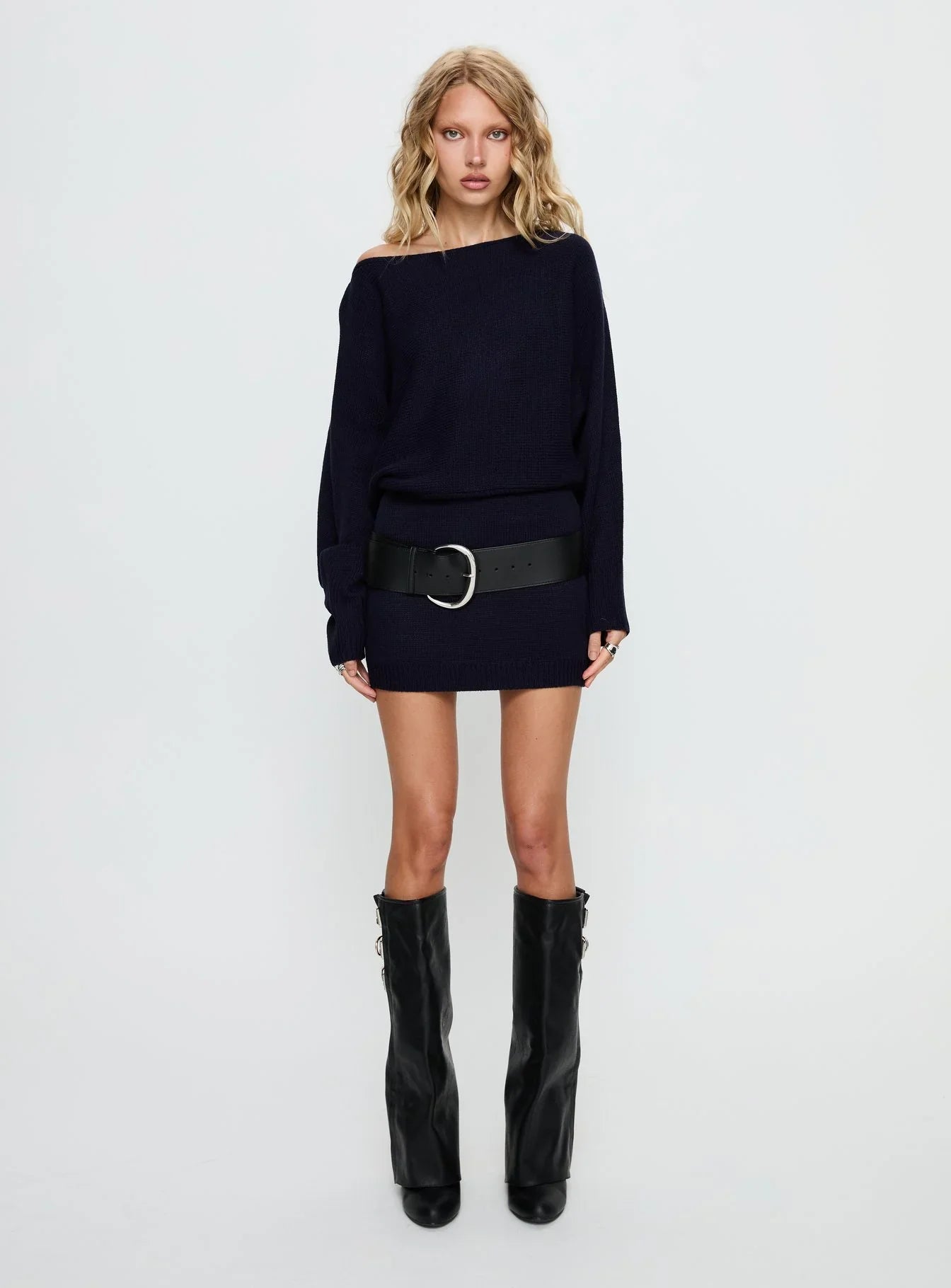 Bellamie Long Sleeve Mini Dress Navy