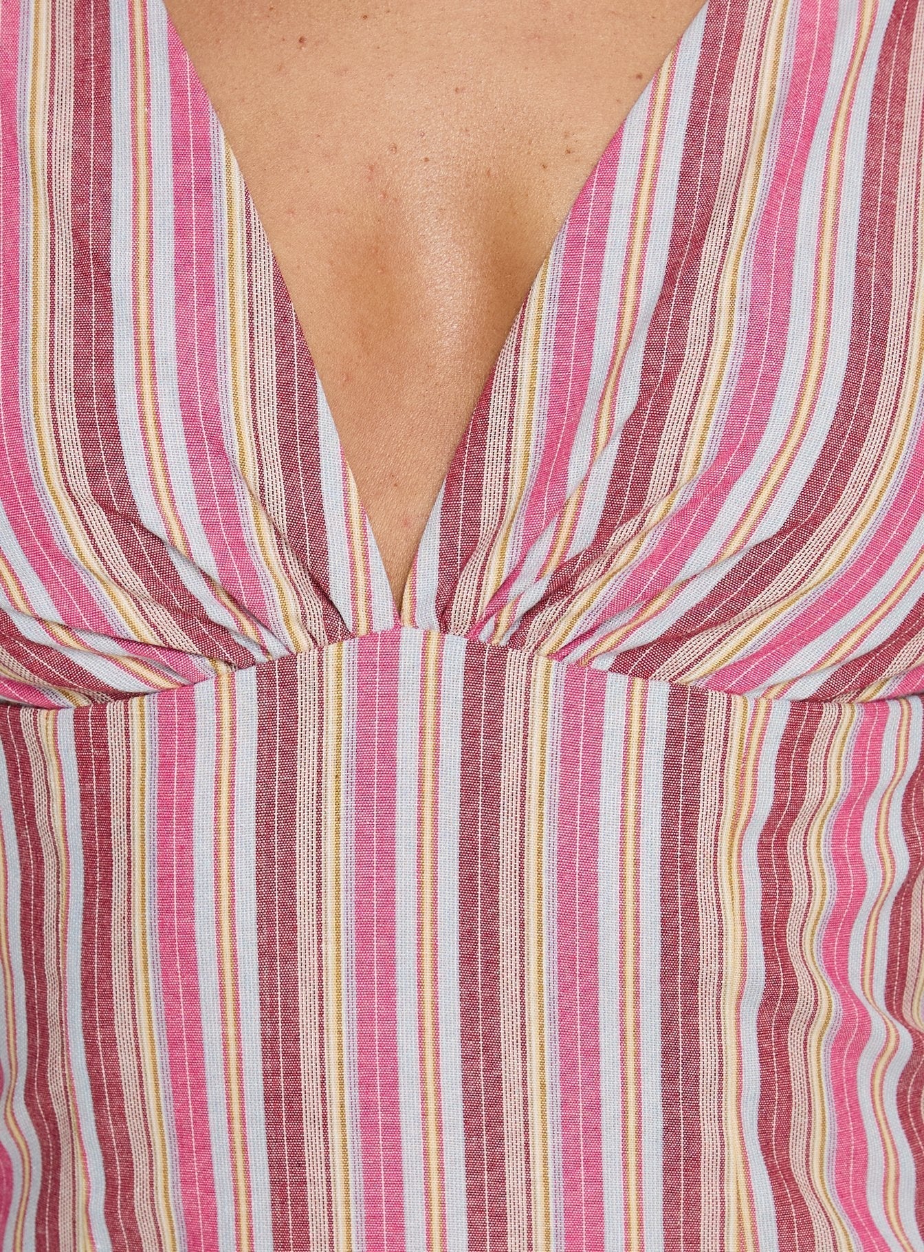Daphney Plunge Mini Dress Pink Stripe
