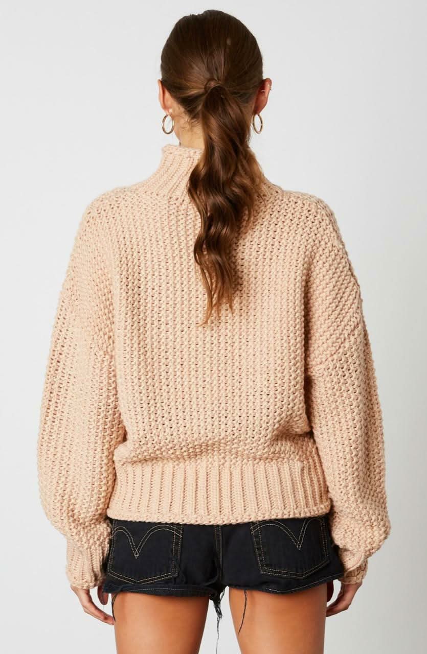 Jess Blush Funnel Neck Knit Sweater